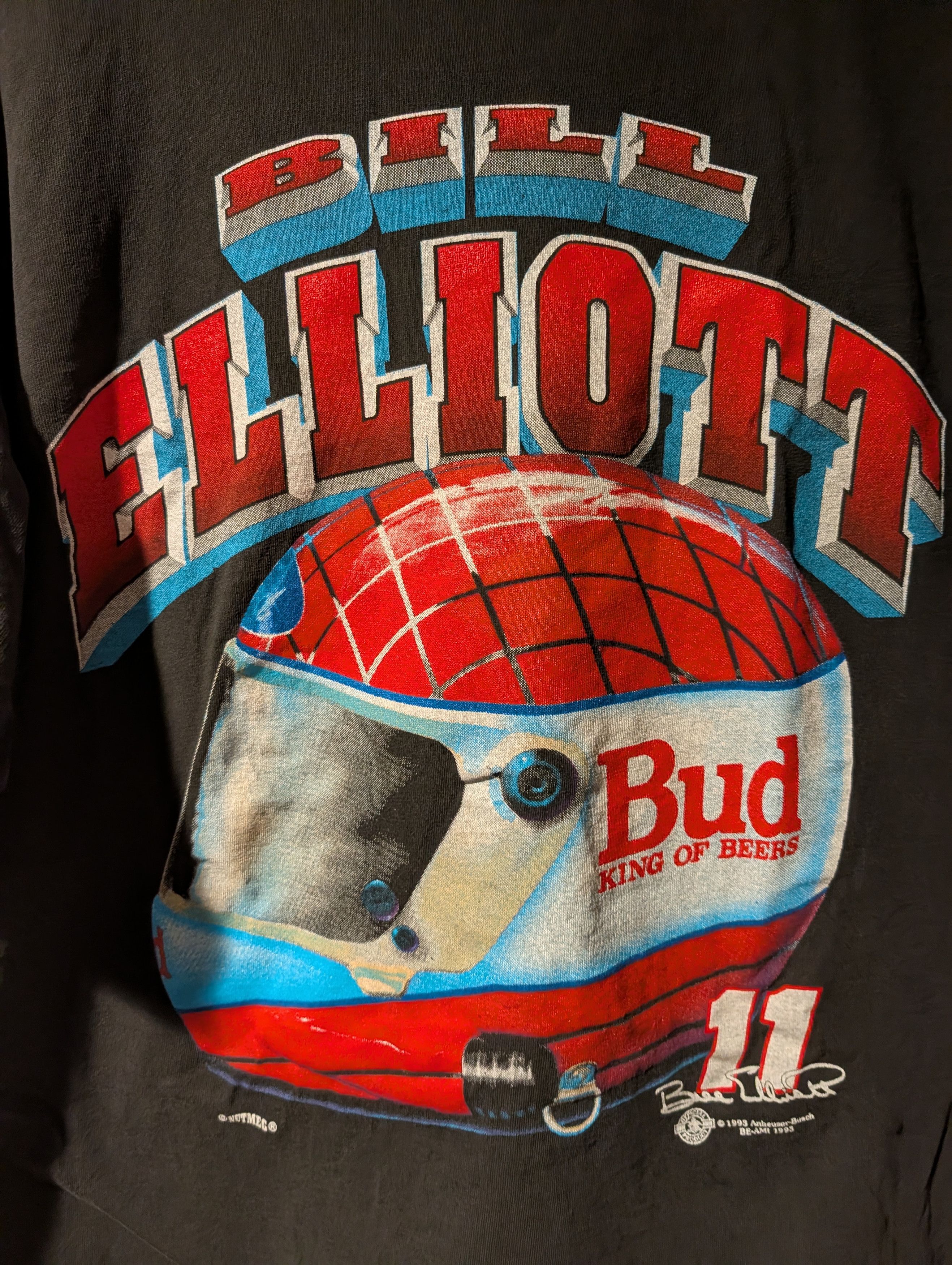 NASCAR Bill Elliott Budweiser NASCAR Helmet Nutmeg Vintage T-Shirt Size US XL / EU 56 / 4 - 2 Thumbnail