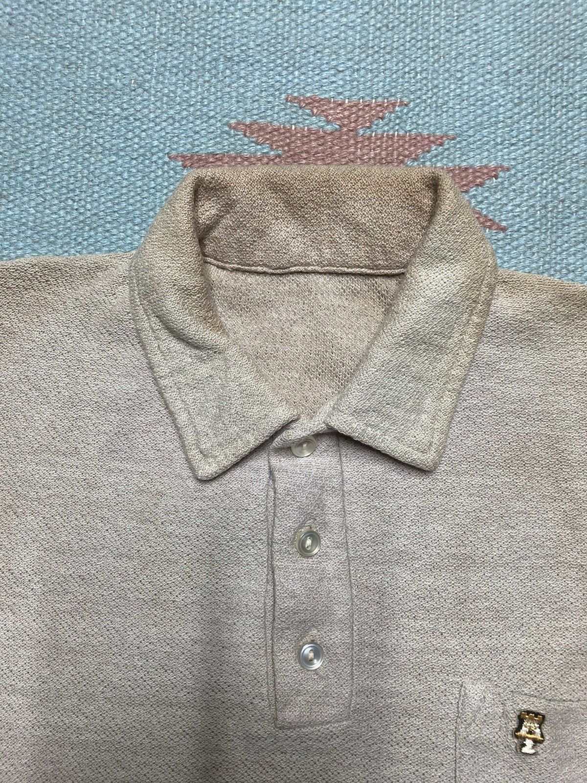 Vintage Vintage 70s polo shirt jacquard knit stain soft boxy medium Size US M / EU 48-50 / 2 - 5 Thumbnail