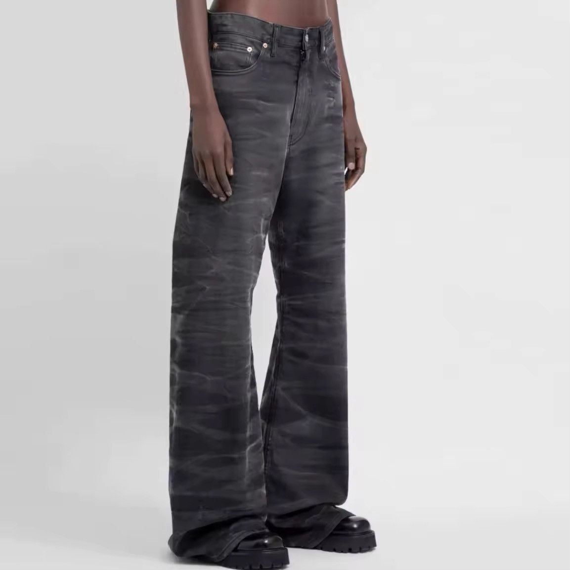 Designer Design Washed Bootcut Flared Hombre Baggy Jeans Pants Size US 30 / EU 46 - 1 Thumbnail