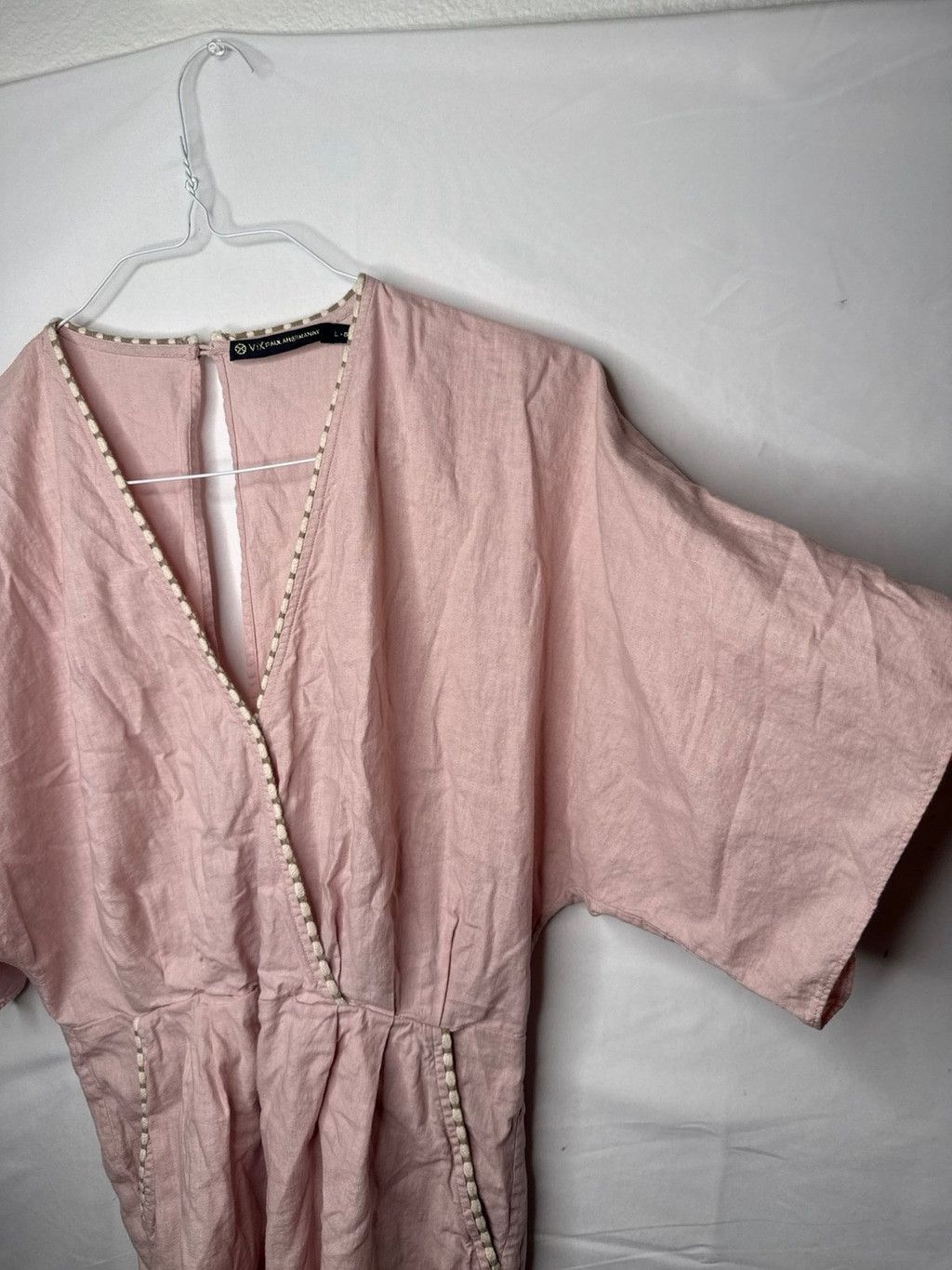 Other Vix Paula Hermanny rope stitch wide sleeves pink romper Lg Size 30" / US 8 / IT 44 - 2 Thumbnail