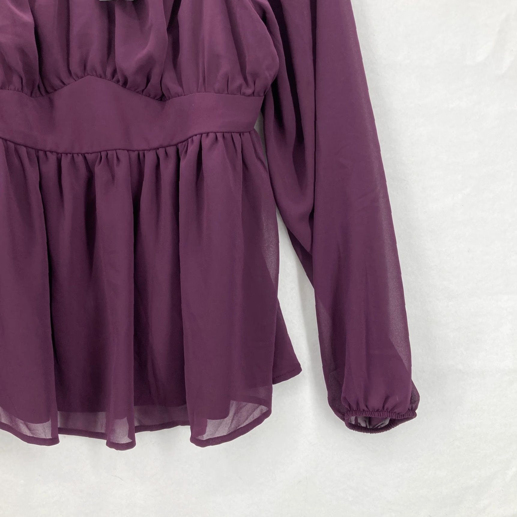 Torrid Torrid Blouse Womens L Purple Fairy Gothic NWT Peplum Chiffon Long Sleeve Tunic History: 00 (M/L) Size L / US 10 / IT 46 - 3 Thumbnail