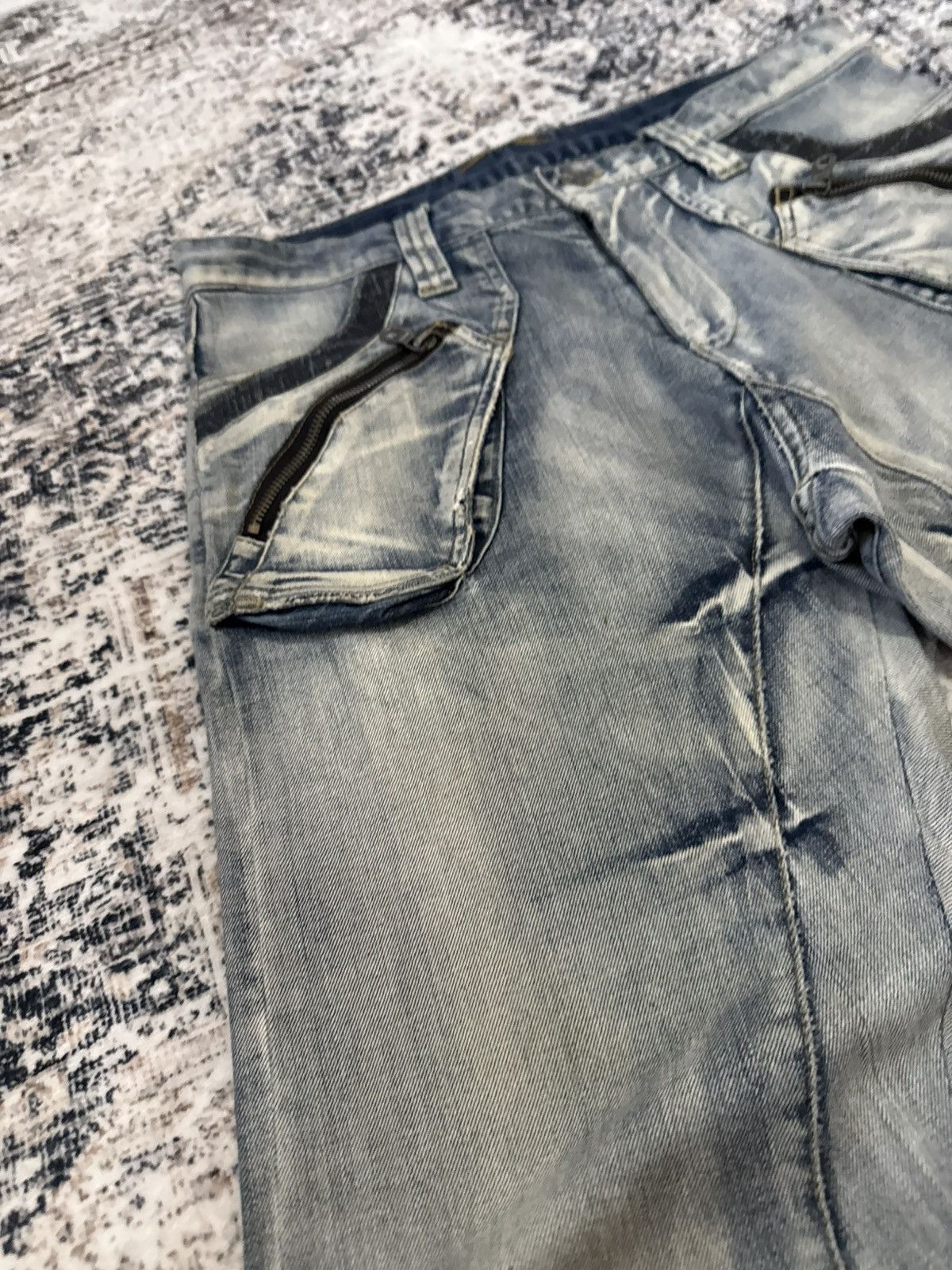 If Six Was Nine 2000s PPFM Japan Panneled Curved Leg Stacked Jeans Size US 33 - 11 Thumbnail