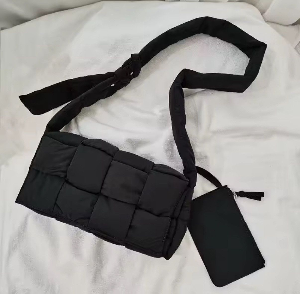 Vintage Padded Crossbody Shoulder Bag in Black, Men's