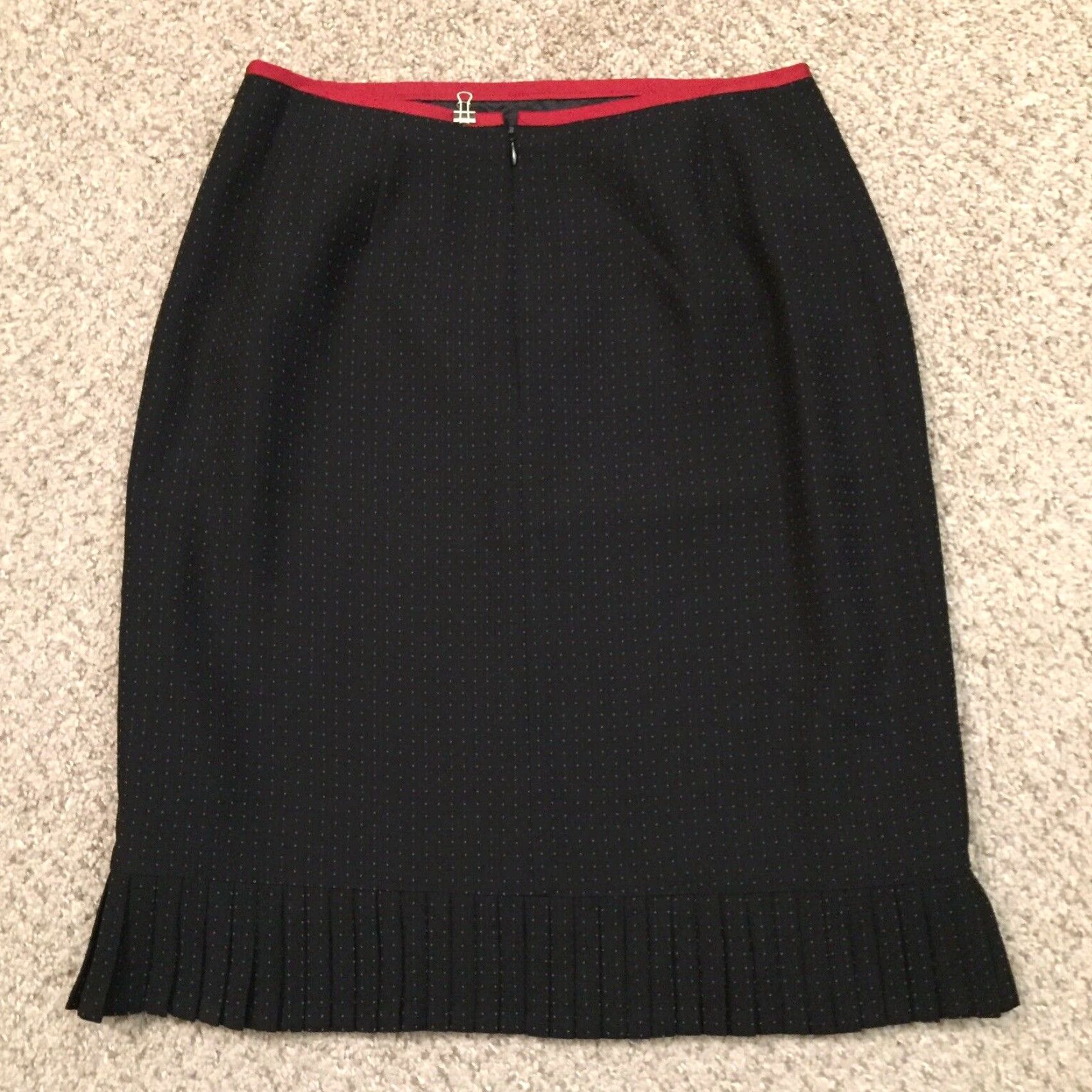 Kasper Kasper Skirt Petite 4P Black Polka Dot Knee Length High Waist Lined Pleated Women Size 27" / US 4 / IT 40 - 6 Thumbnail