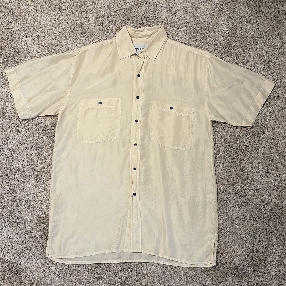 Other Stock Options Vintage Cream 100% Silk Shirt Medium Size US M / EU 48-50 / 2 - 2 Thumbnail