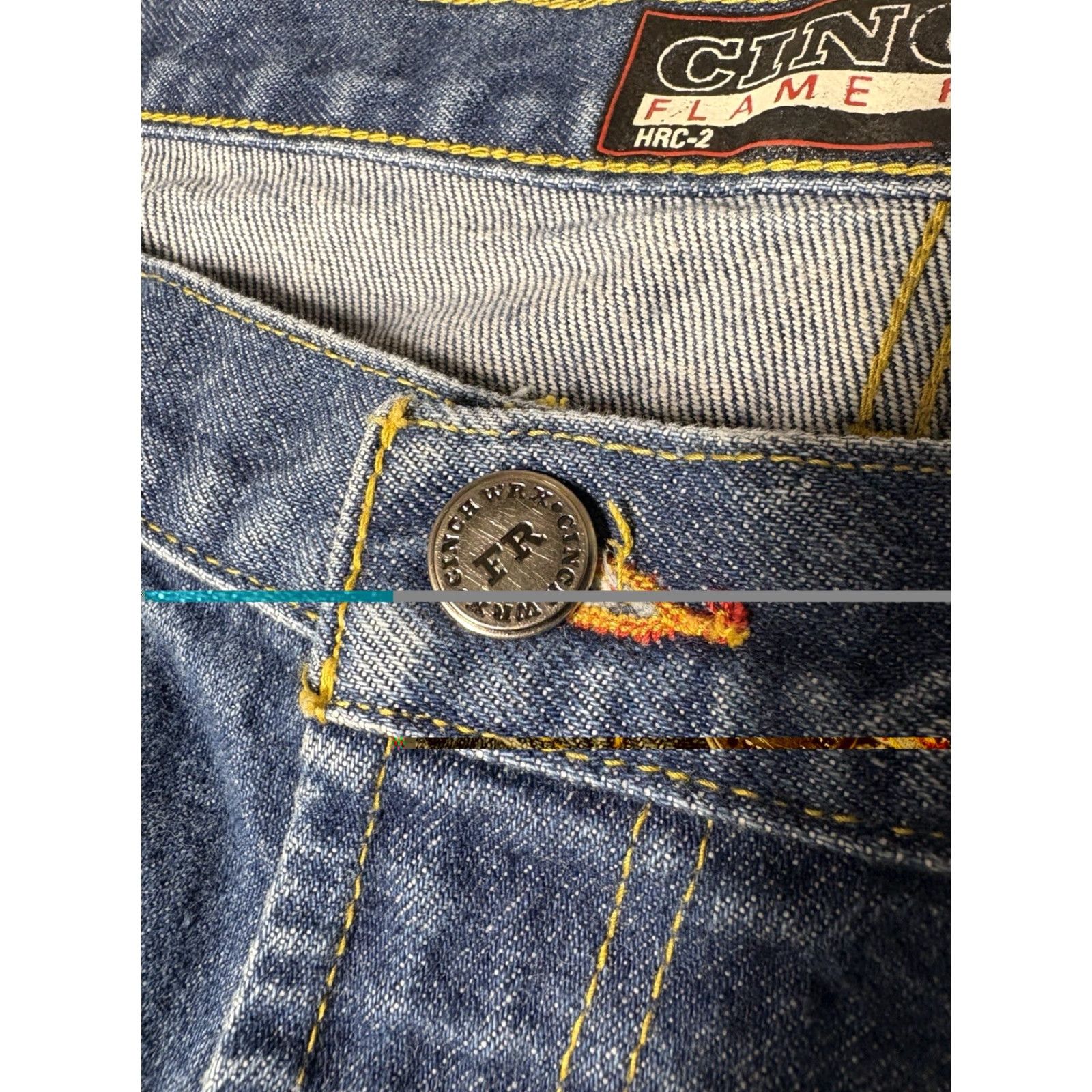 Denime Cinch WRX FR Jeans Men 40x34 Denim White Label Relaxed Flame-Resistant Work Jeans 5-Pocket American Cowboys Color Blue Mens Size US 40 / EU 56 - 7 Thumbnail
