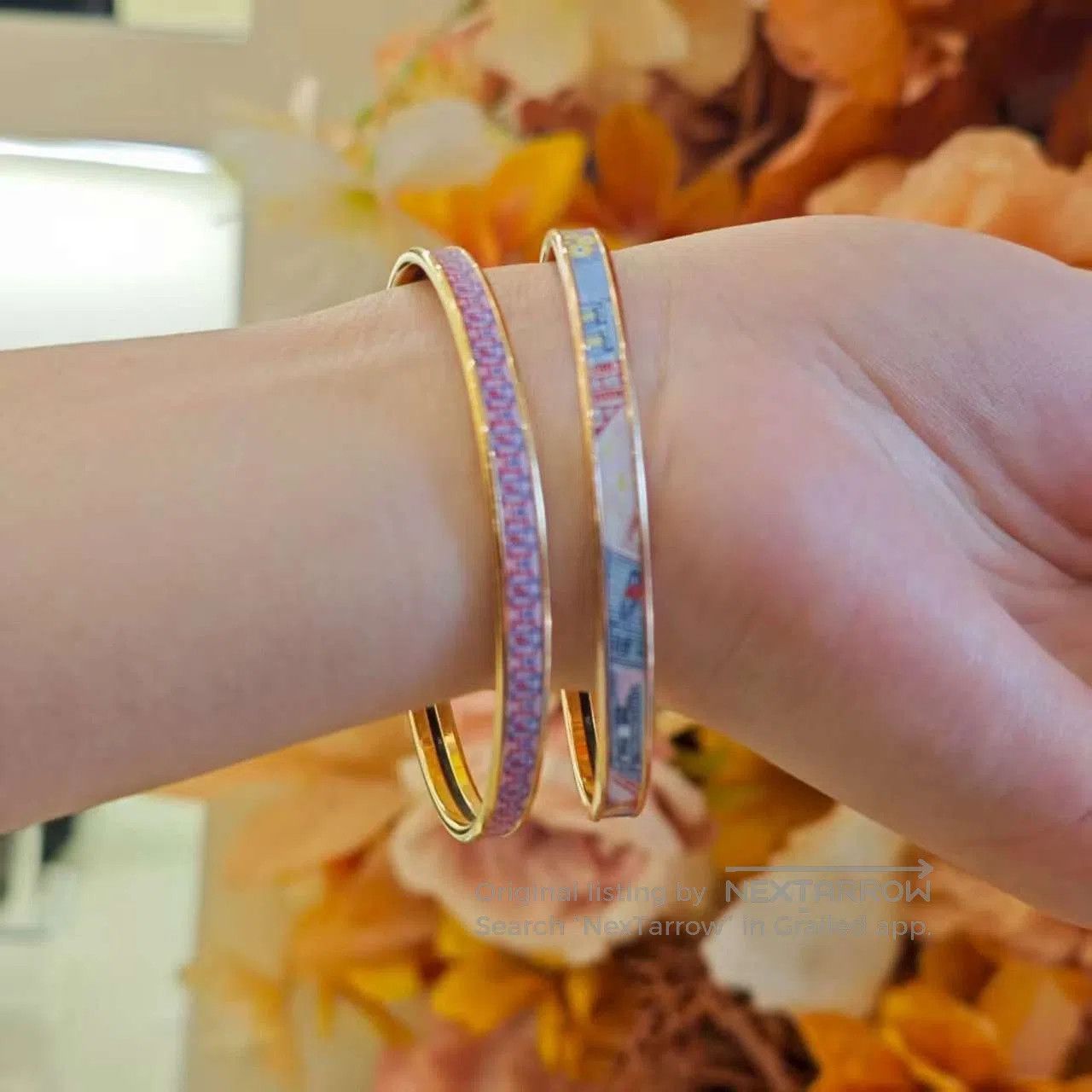 Hermes Hermes Pink Enamel Narrow Bangle. Size ONE SIZE - 2 Thumbnail