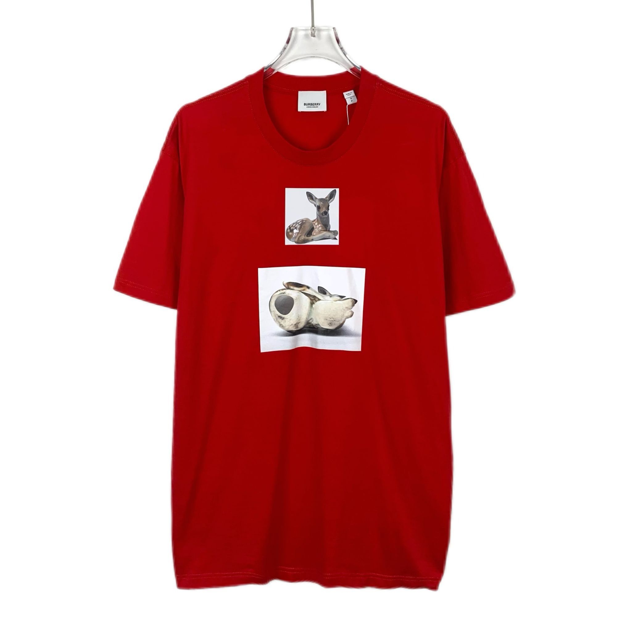 Burberry Burberry Red Deer Print Cotton Crewneck T-Shirt (Size S) Size S / US 4 / IT 40 - 1 Thumbnail
