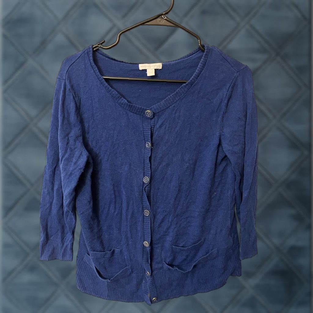 Vintage VINTAGE New York & Company Women’s Cardigan Sweater M Blue Solid All Seasons Casual, Business, Formal Size M / US 6-8 / IT 42-44 - 1 Thumbnail