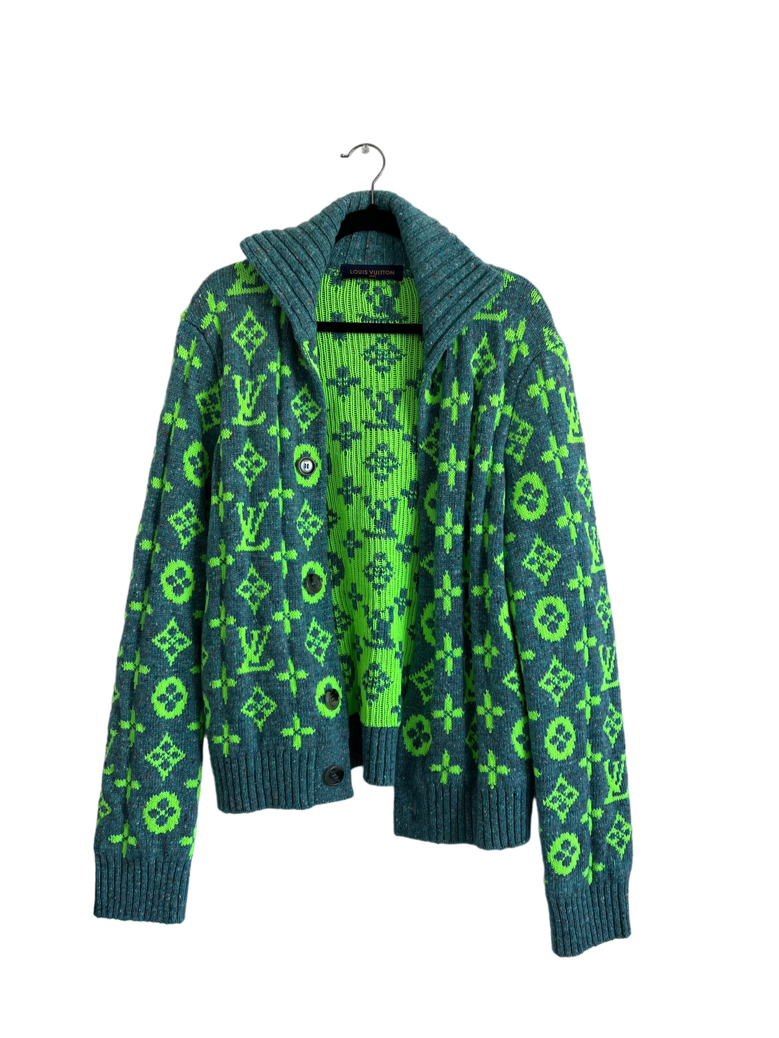 Louis Vuitton LOUIS VUITTON VIRGIL ABLOH TURQUOISE/ GREEN CARDIGAN 2021 Size US M / EU 48-50 / 2 - 1 Thumbnail