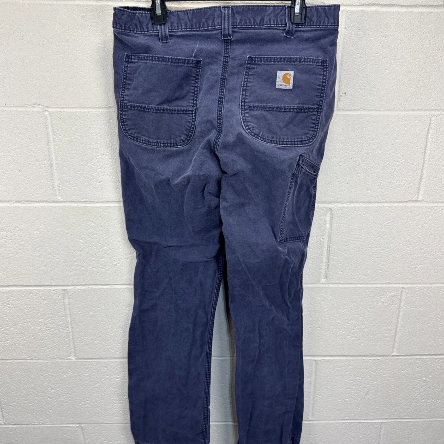 Carhartt Carhartt Mens Relaxed Fit Pants 33x34 Blue 5-Pocket Cargo Workwear Cotton Spandex Logo Belt Loops Straight Leg 102291-039 Size US 33 - 7 Thumbnail