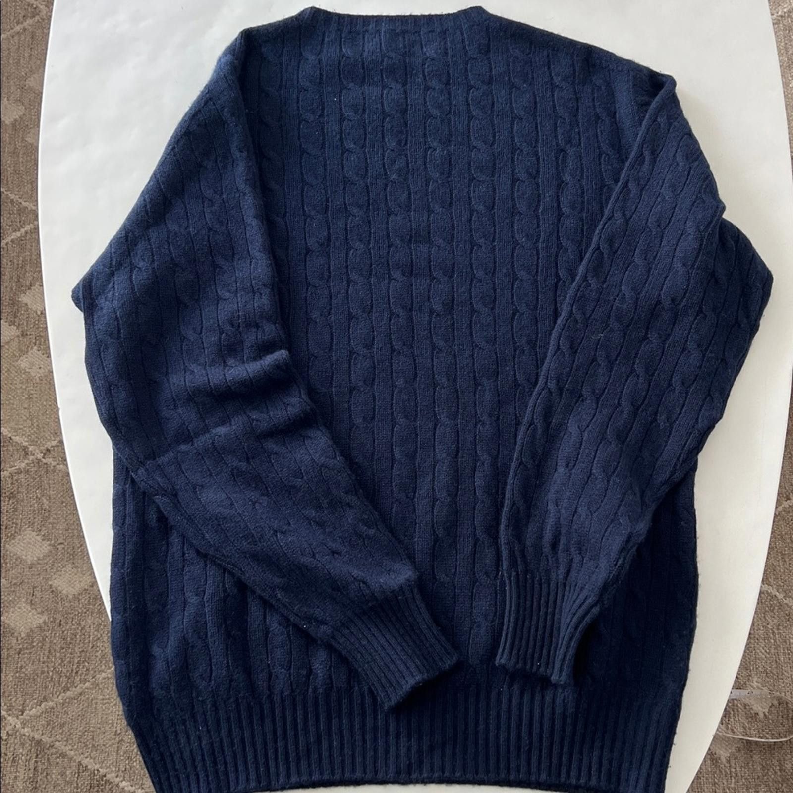 Paul Stuart Paul Stuart 100% Cashmere Cable Knit Blue Crewneck Sweater Size US XL / EU 56 / 4 - 5 Thumbnail