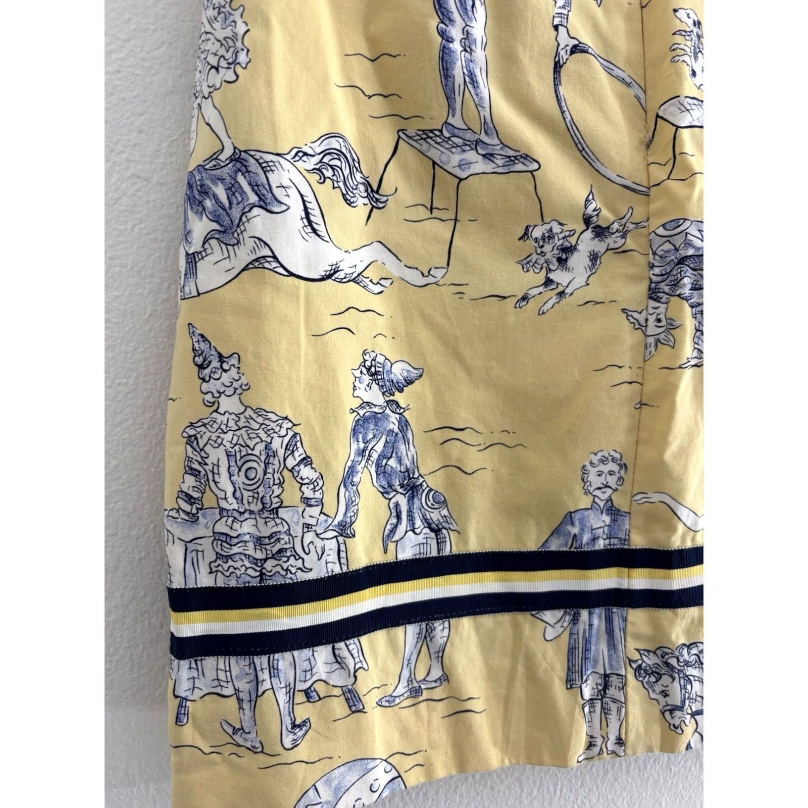 Vintage Melly M Delray Beach Circus Print Cotton Skirt Lined USA Size M Yellow Size 32" / US 10 / IT 46 - 3 Thumbnail