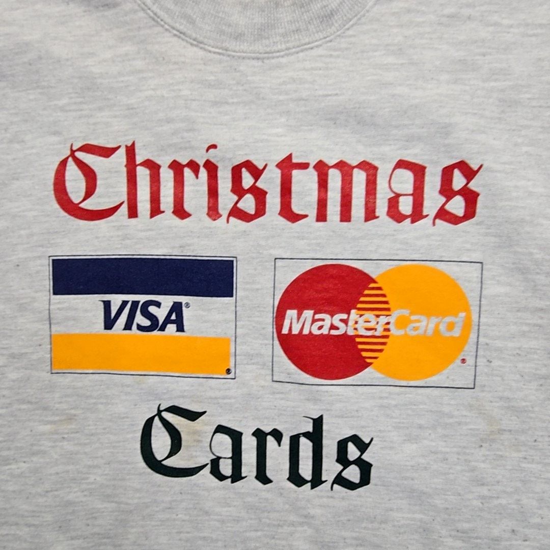 Jerzees Vintage Visa MasterCard Cards Sweatshirt Christmas Grey XL Size US XL / EU 56 / 4 - 2 Thumbnail