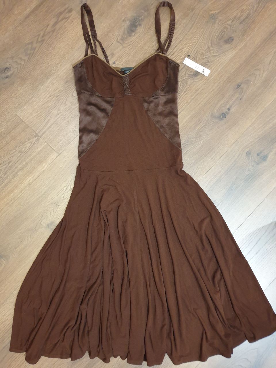 $1050 DKNY chocolate brown midi dress sz M Brand New