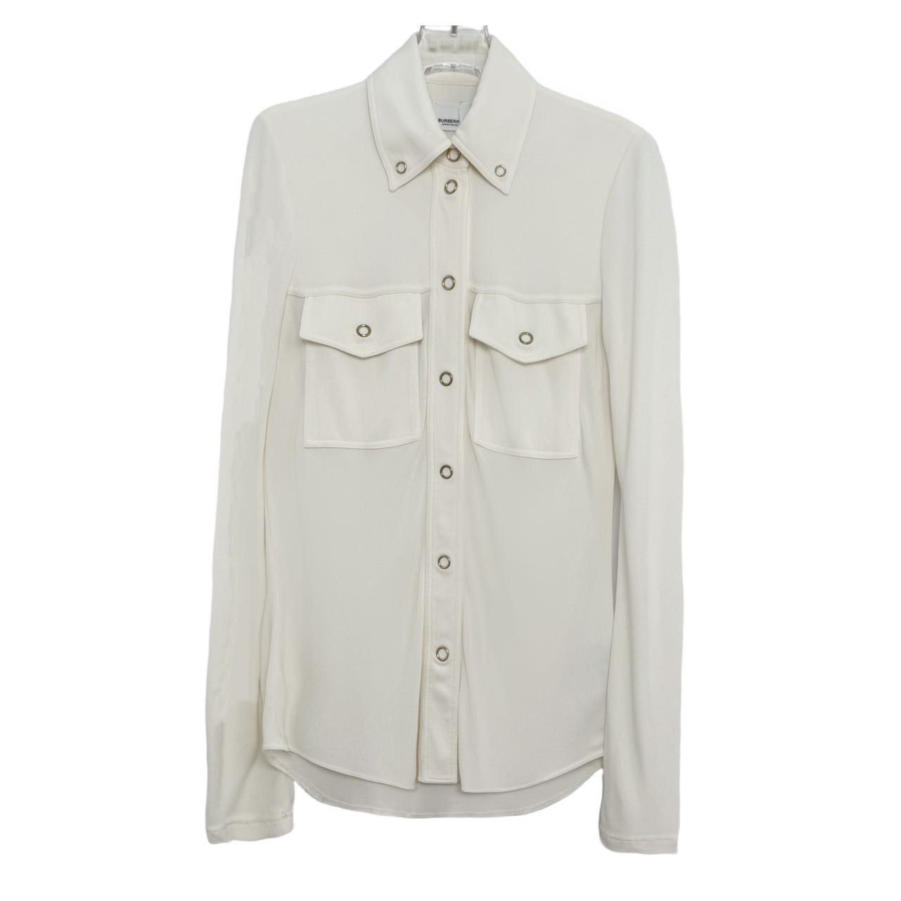 Burberry Burberry Off-white Double Pocket Long Sleeve Shirt K26WX Size L / US 10 / IT 46 - 1 Thumbnail