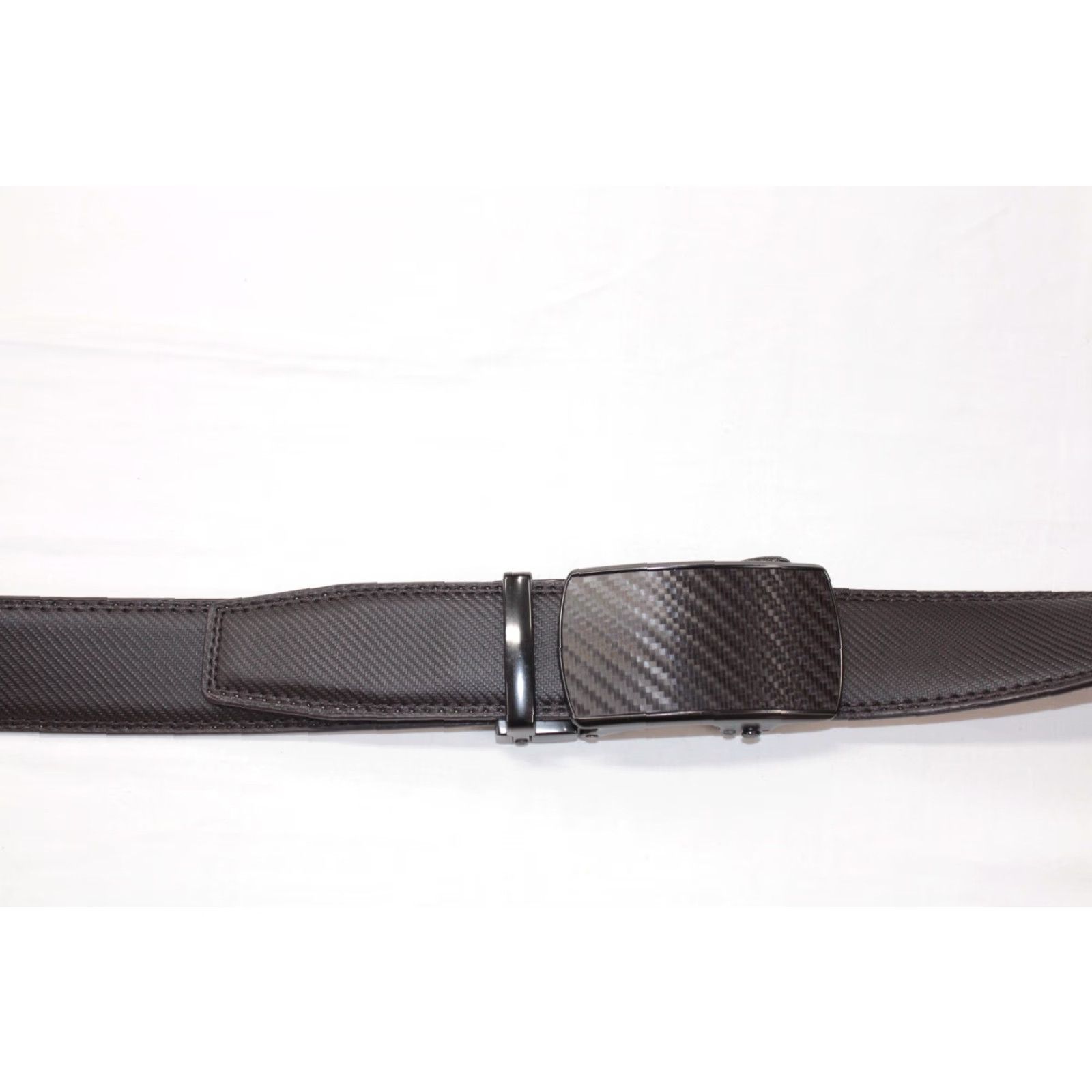 Carbon VINTAGE Bulliant Belt Men's Black Slide Ratchet Carbon Fiber Pattern Adjustable 28-49" Waist 1.5" Wide Buckle Metal Designer City Dad Style Mens Size ONE SIZE - 3 Thumbnail