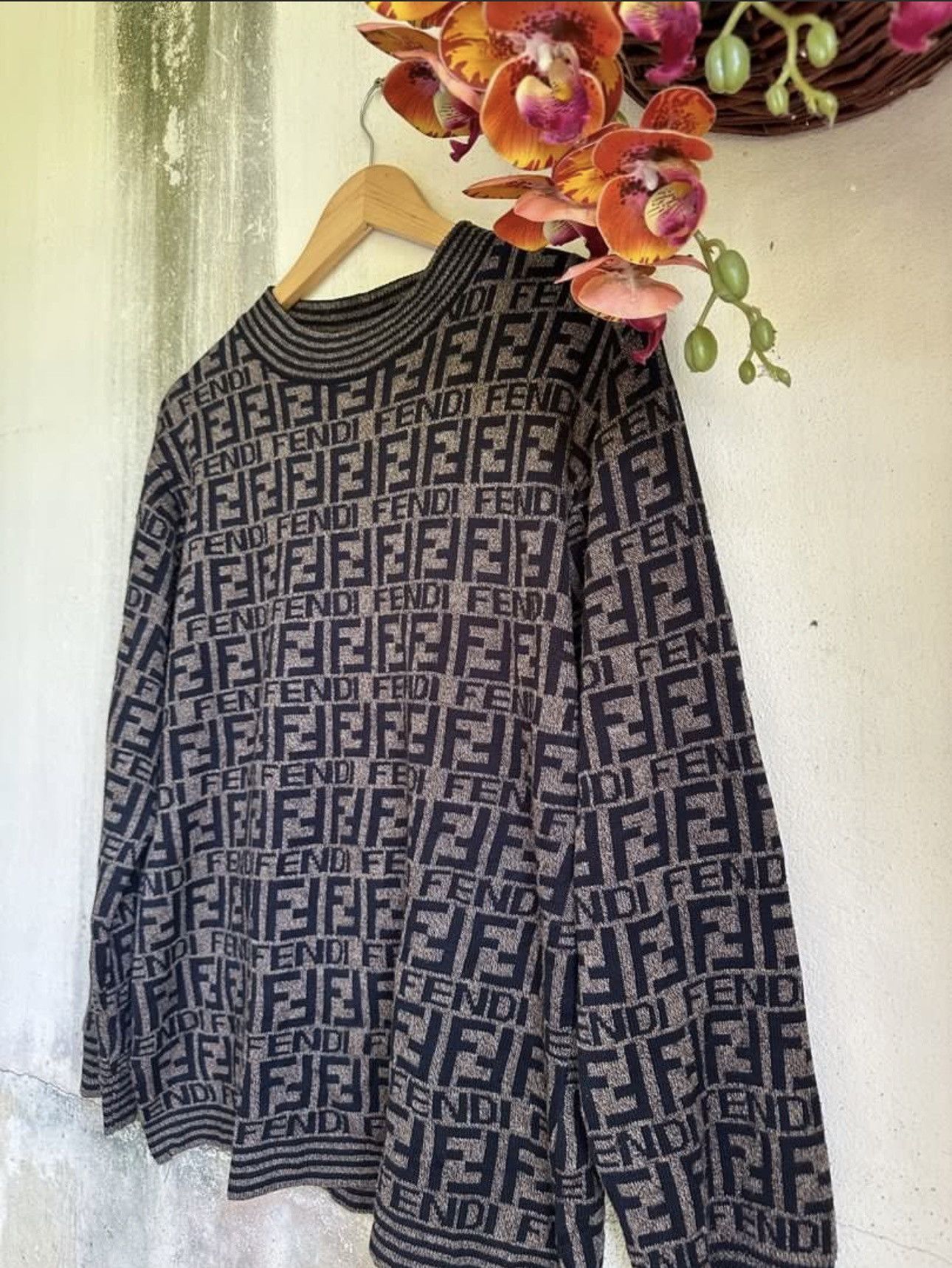 Fendi 🔅Rare🔅 Fendi Knitwear Zucca Monogram Logo Wool Sweater Size US M / EU 48-50 / 2 - 4 Thumbnail