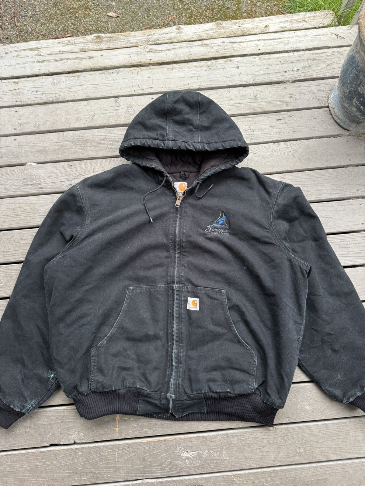 Carhartt × Vintage Carhartt J141 BLK Hooded Detroit Jacket | Grailed
