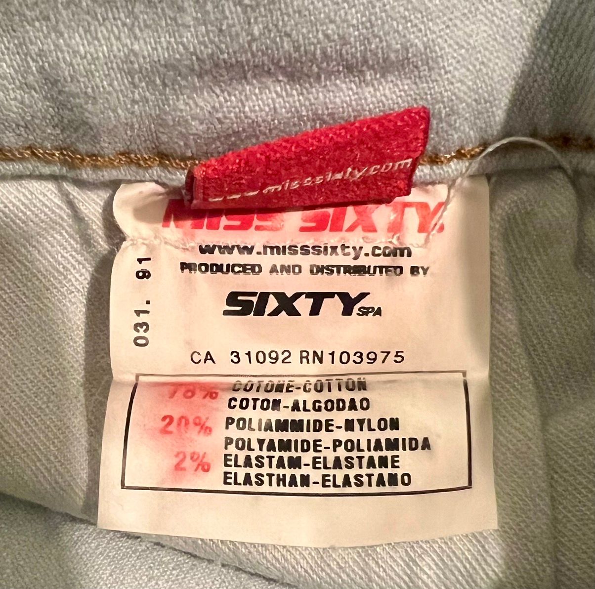 Designer Authentic Miss Sixty Made In Italy Jeans 30 Light Wash Denim Size 30" / US 8 / IT 44 - 6 Preview