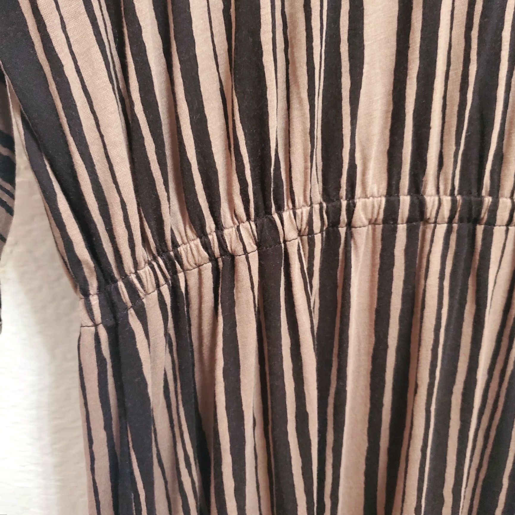 Vintage Garnet Hill Midi Dress Women M Brown Striped Organic Cotton Knit Jersey Stretch Size M / US 6-8 / IT 42-44 - 4 Thumbnail