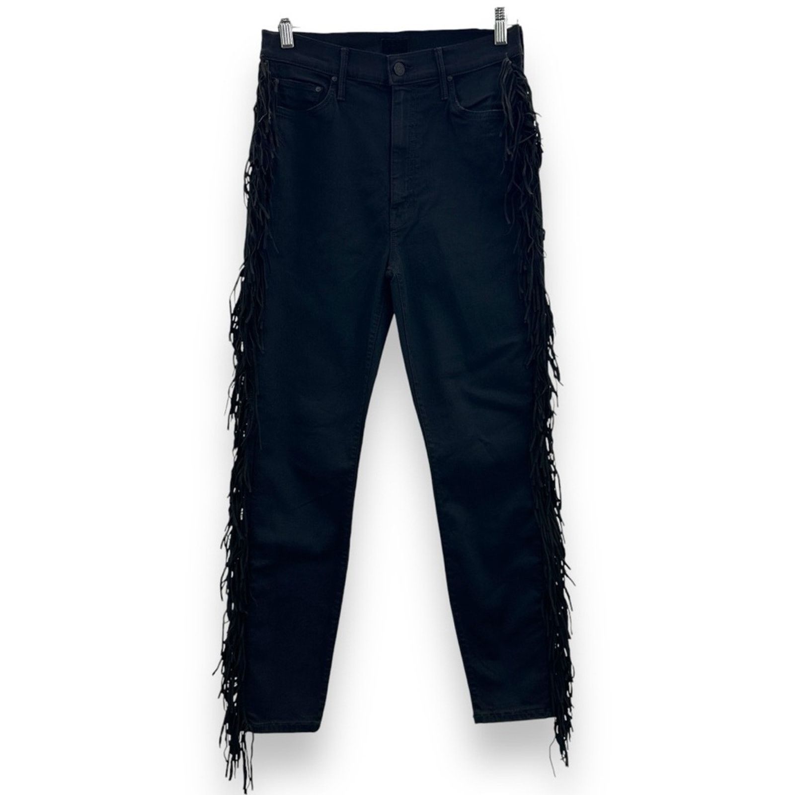 MOTHER Mother The Swooner Ankle The Whip Black Fringe Skinny Jeans Size 30" / US 8 / IT 44 - 2 Thumbnail