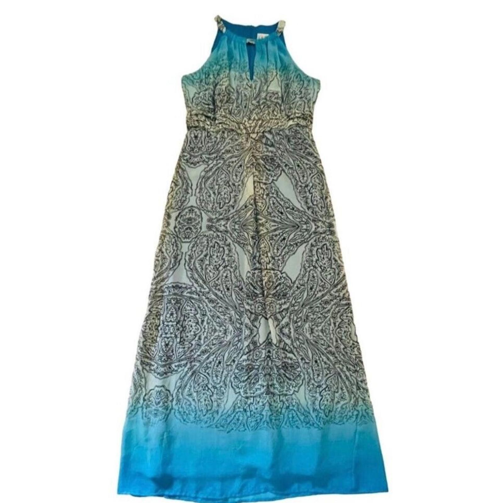 Designer Emma & Michele Blue & White Paisley Maxi Dress Size 16 Size XXL / US 16-18 / IT 52-54 - 5 Thumbnail