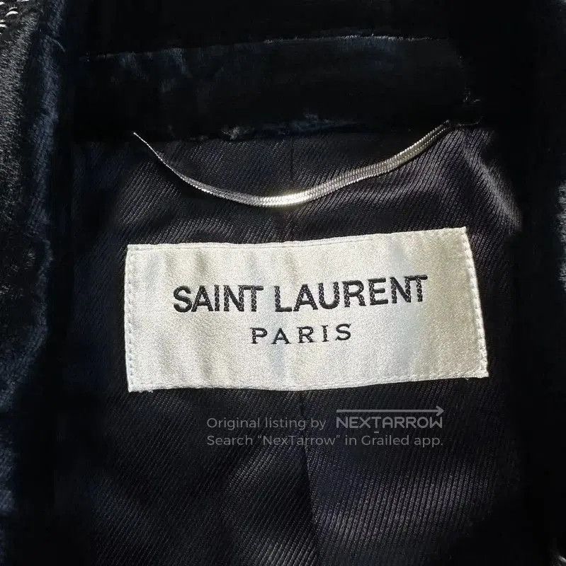 Yves Saint Laurent YSL Black Embroidered Mid-Length Coat for Women . Size M / US 6-8 / IT 42-44 - 7 Thumbnail