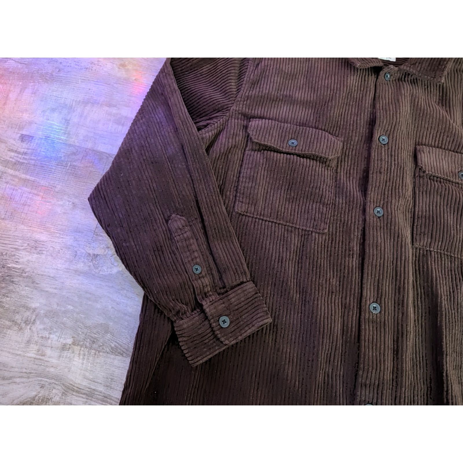 Gap Gap Corduroy Overshirt Mens XL Thick Wale Cord Brown Button Up EUC Size US XL / EU 56 / 4 - 4 Thumbnail