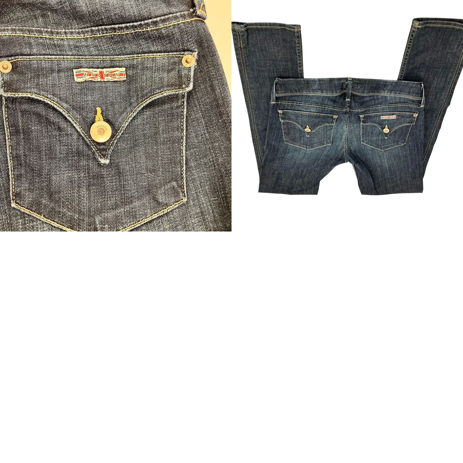 Hudson HUDSON Jeans Collin Skinny Dark Wash 26 Y2K Low Rise Denim Stretch 5-Pocket Womens Jeans Flap Zipper Button Front Back Fading Size 26" / US 2 / IT 38 - 8 Thumbnail