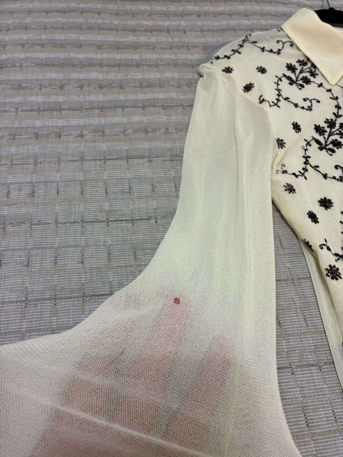 Jean Paul Gaultier Jean Paul Gaultier Cream and Black Embroidered Blouse Size US M / EU 48-50 / 2 - 6 Thumbnail