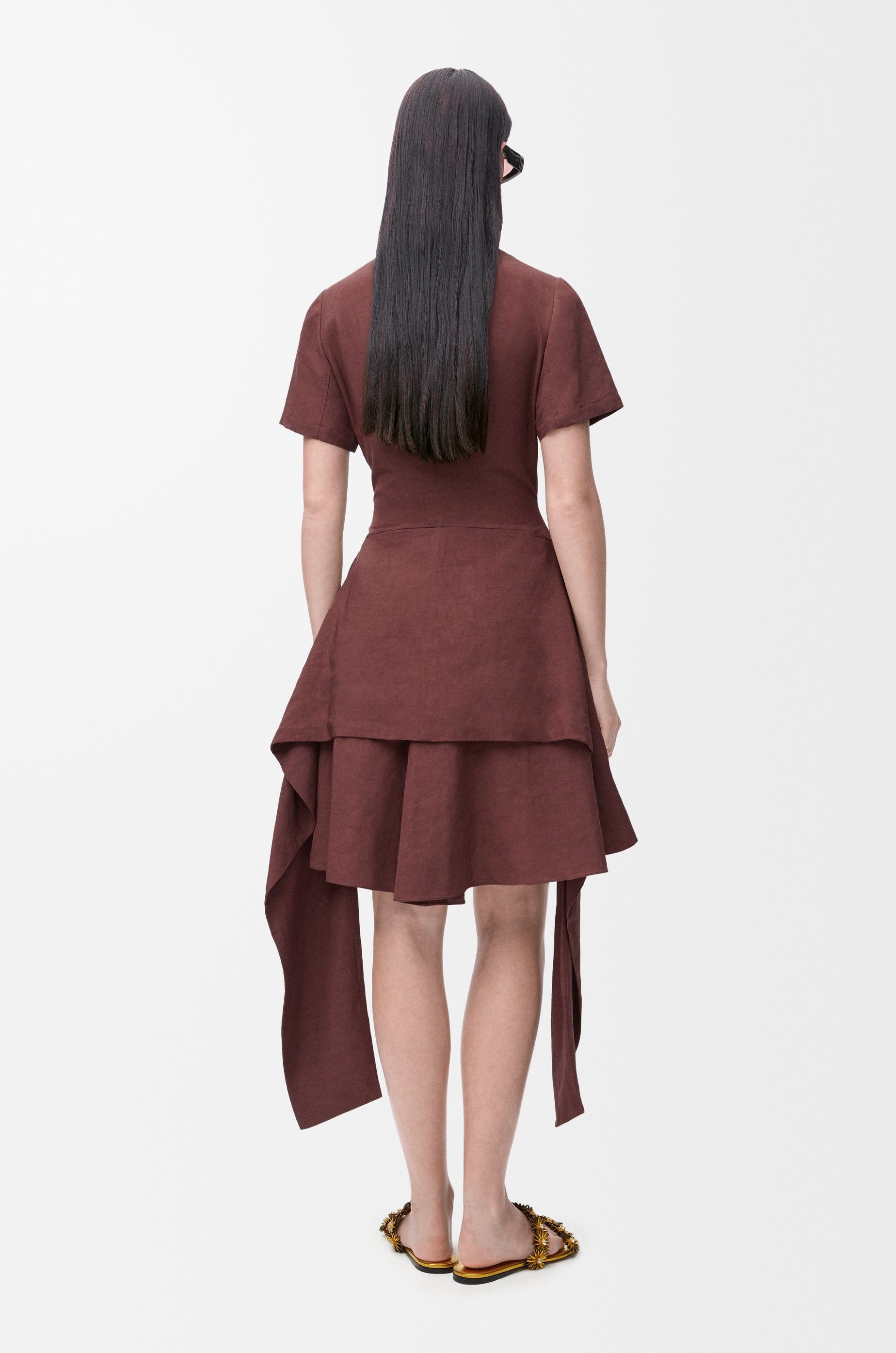 Loewe o1in1g0426 Pebble Dress in Viscose And Linen in Coffee Size L / US 10 / IT 46 - 4 Thumbnail