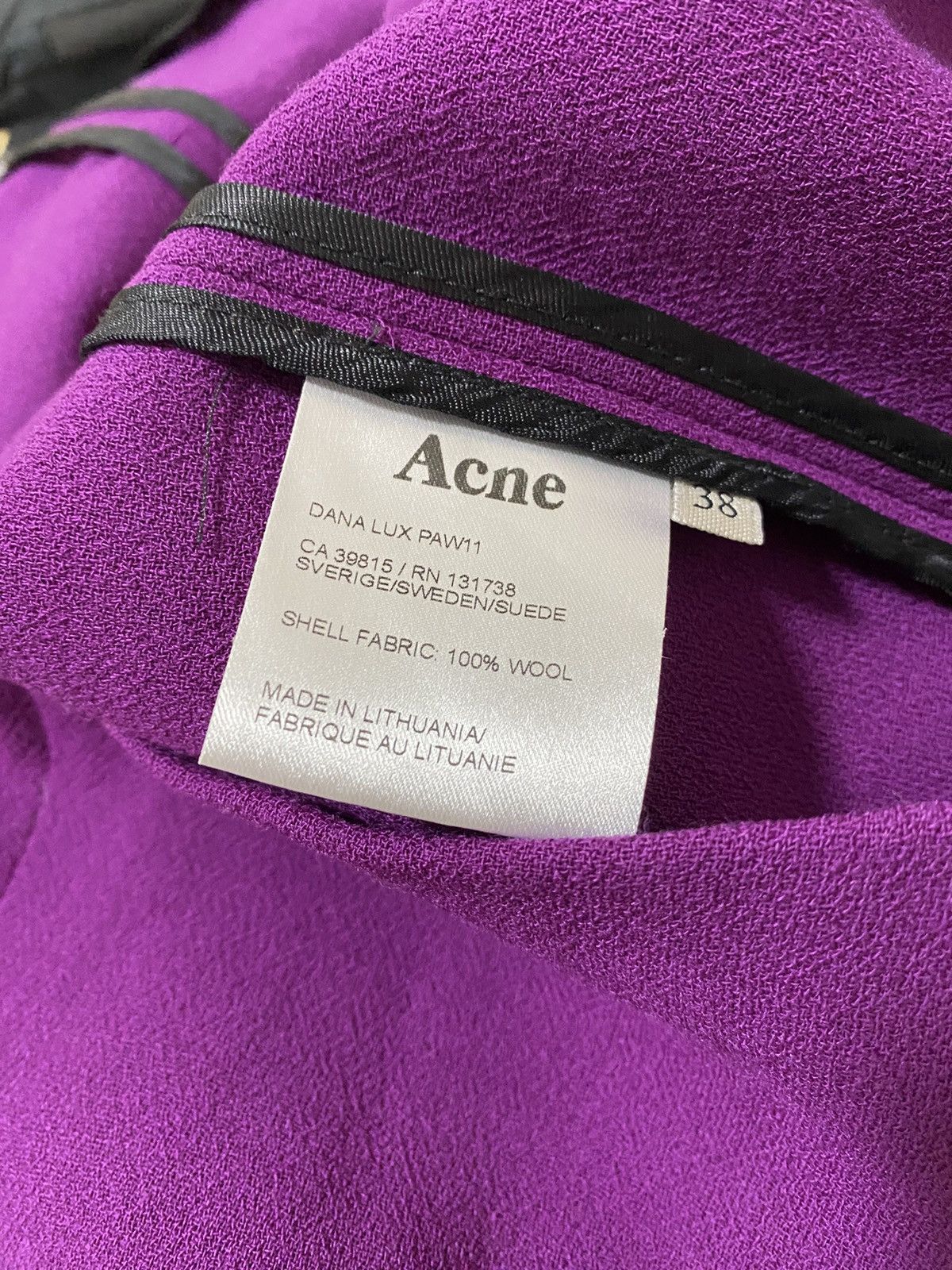 Acne Studios × Designer Rare Acne Studios Purple Dress 100% Wool Designer Classic Size XS / US 0-2 / IT 36-38 - 14 Thumbnail