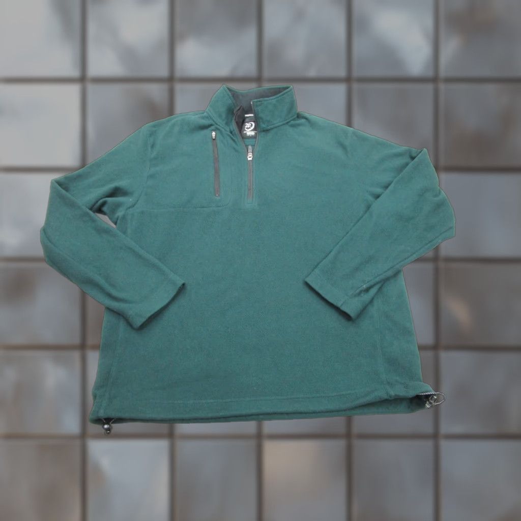 Vintage Zero Restriction Mens Sweater L Green Fleece Mock Neck 1/4 Zip Pullover Adult Large Green 1/4 Zip Pullover Mens Size US L / EU 52-54 / 3 - 1 Thumbnail