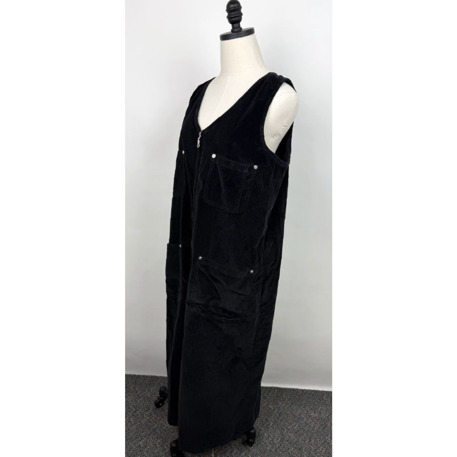 90s corduroy dress 90s Vintage Grey Corduroy Maxi Pinafore Dress
