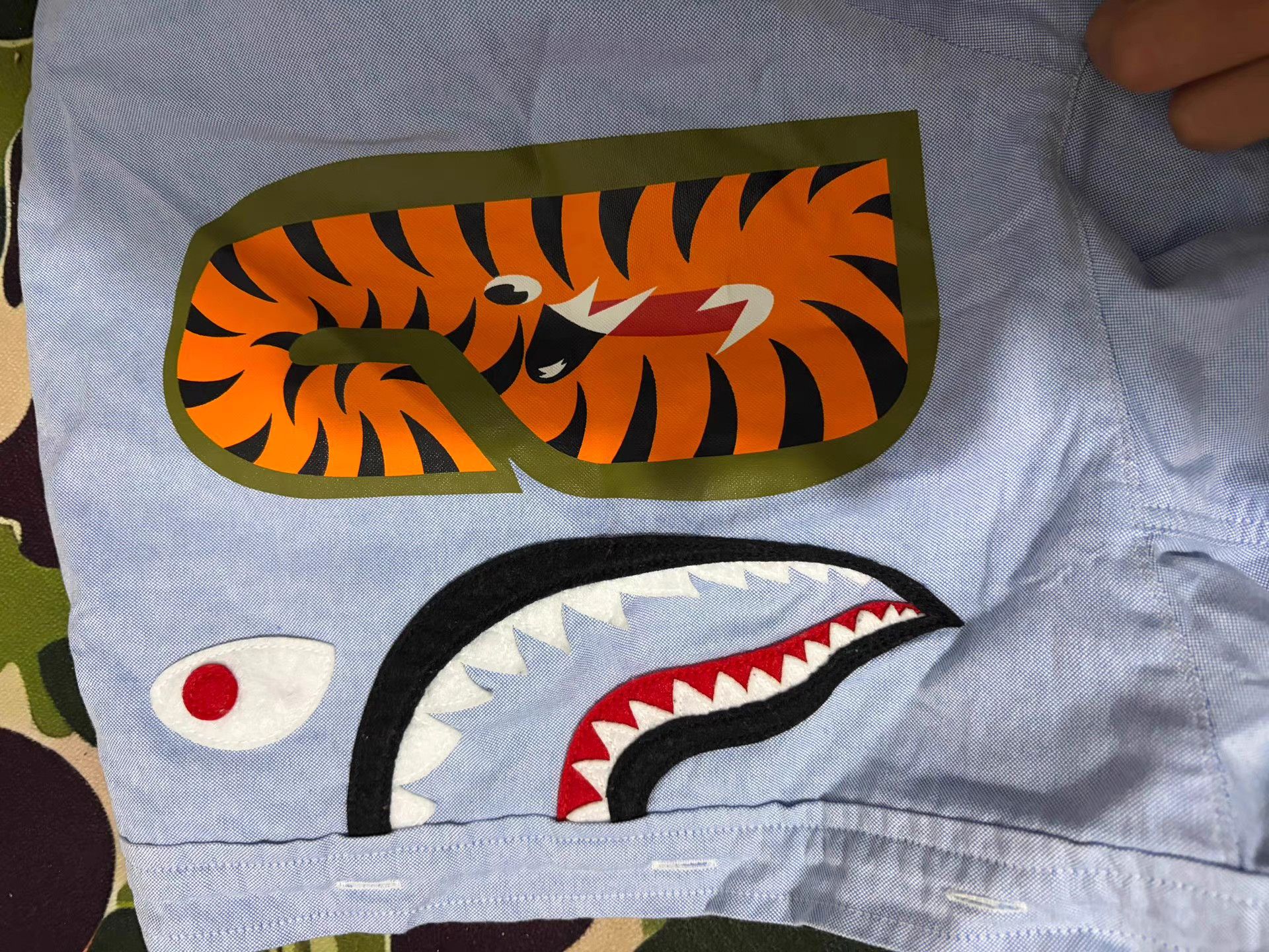 Bape Bape Shark Head Hooded Shirt Size US XS / EU 42 / 0 - 2 Thumbnail