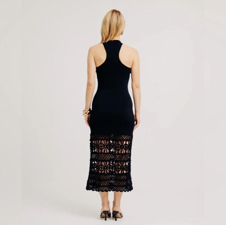 Ronny Kobo Torn by Ronny Kobo Nina Crochet Dress Black ( M ) Size M / US 6-8 / IT 42-44 - 3 Thumbnail