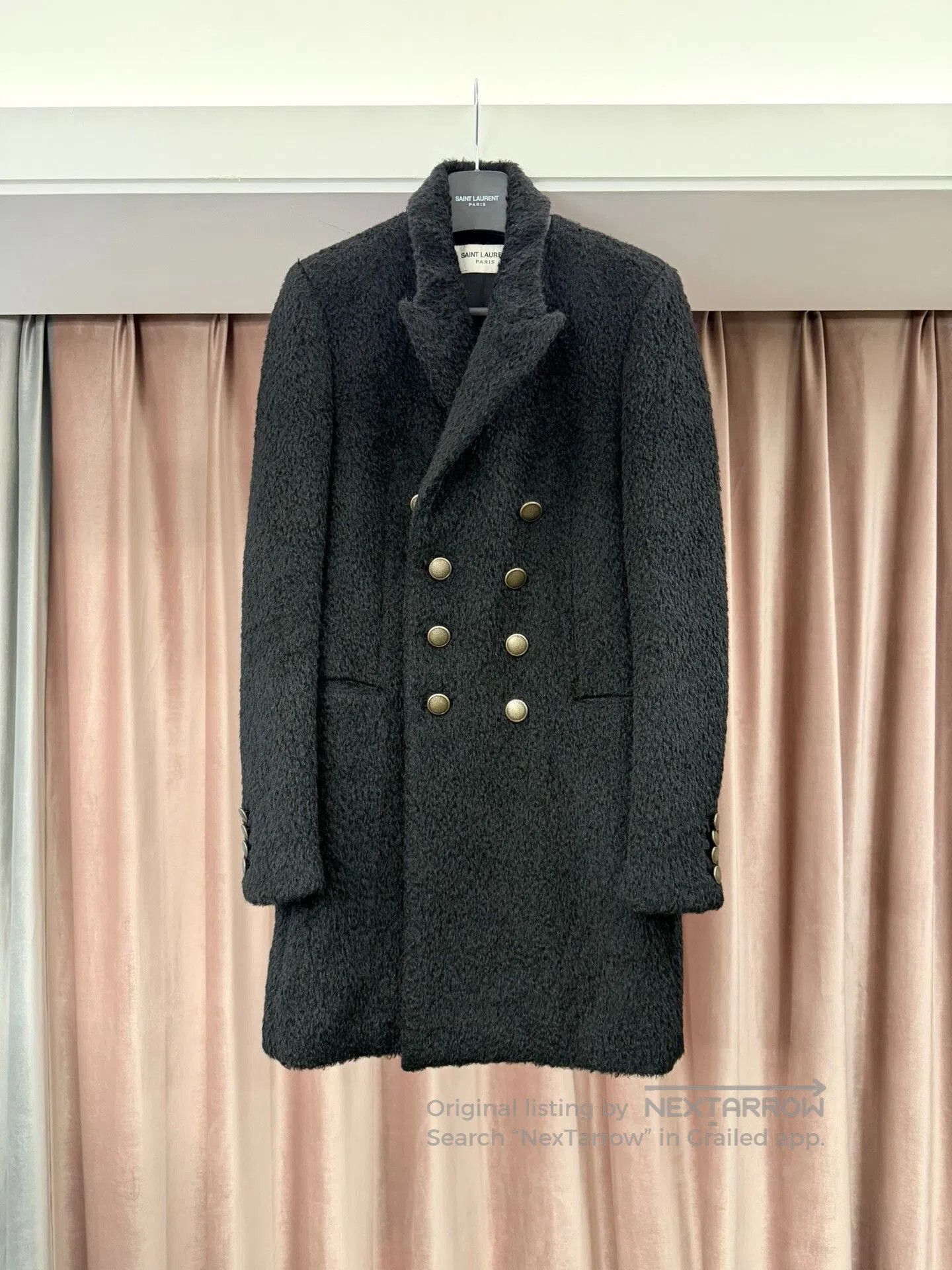 Saint Laurent Paris Saint Laurent Black Wool Blend Coat. Size M / US 6-8 / IT 42-44 - 1 Thumbnail