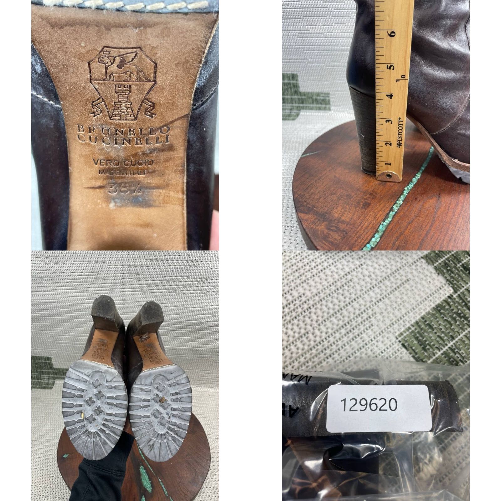 Brunello Cucinelli Brunello Cucinelli Boots Women Size 38.5 EU 8 US Brown Leather Block Heel Riding Size US 8 / IT 38 - 8 Thumbnail