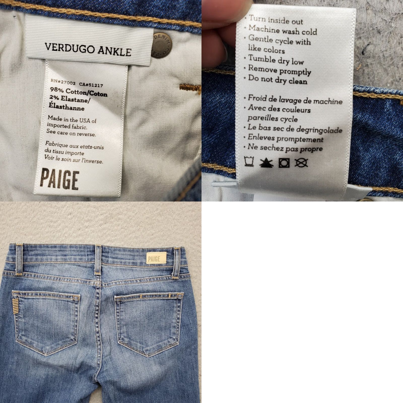 Paige Paige Verdugo Ankle Jeans Womens 27 Blue Denim Distressed 5-Pocket Design Jeans Womens 27 Blue Denim Distressed 5-Pocket Design Size 27" / US 4 / IT 40 - 8 Thumbnail