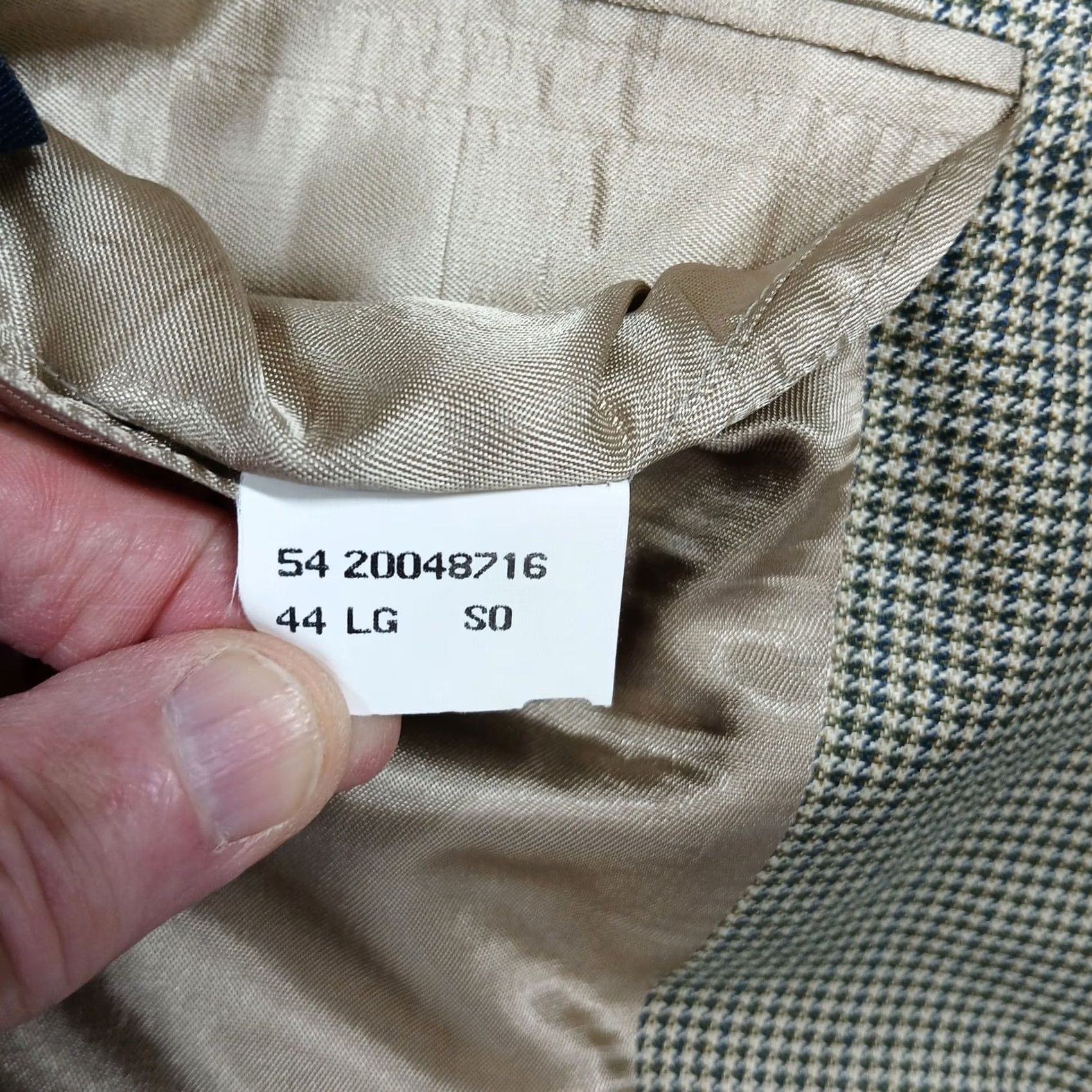 Brooks Brothers Brooks Brothers Blazer Men's 44L Beige Houndstooth Two Button Wool Sport Coat Size 44R - 6 Thumbnail