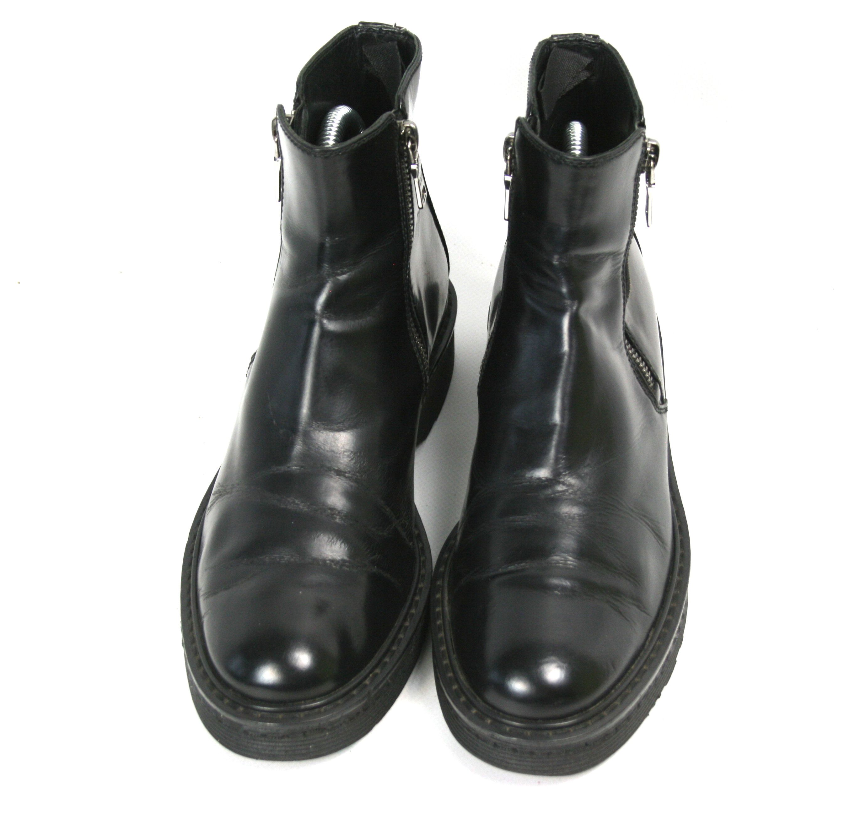 Prada Double Side Zip Leather Combat Boots Size US 7 / IT 37 - 5 Thumbnail