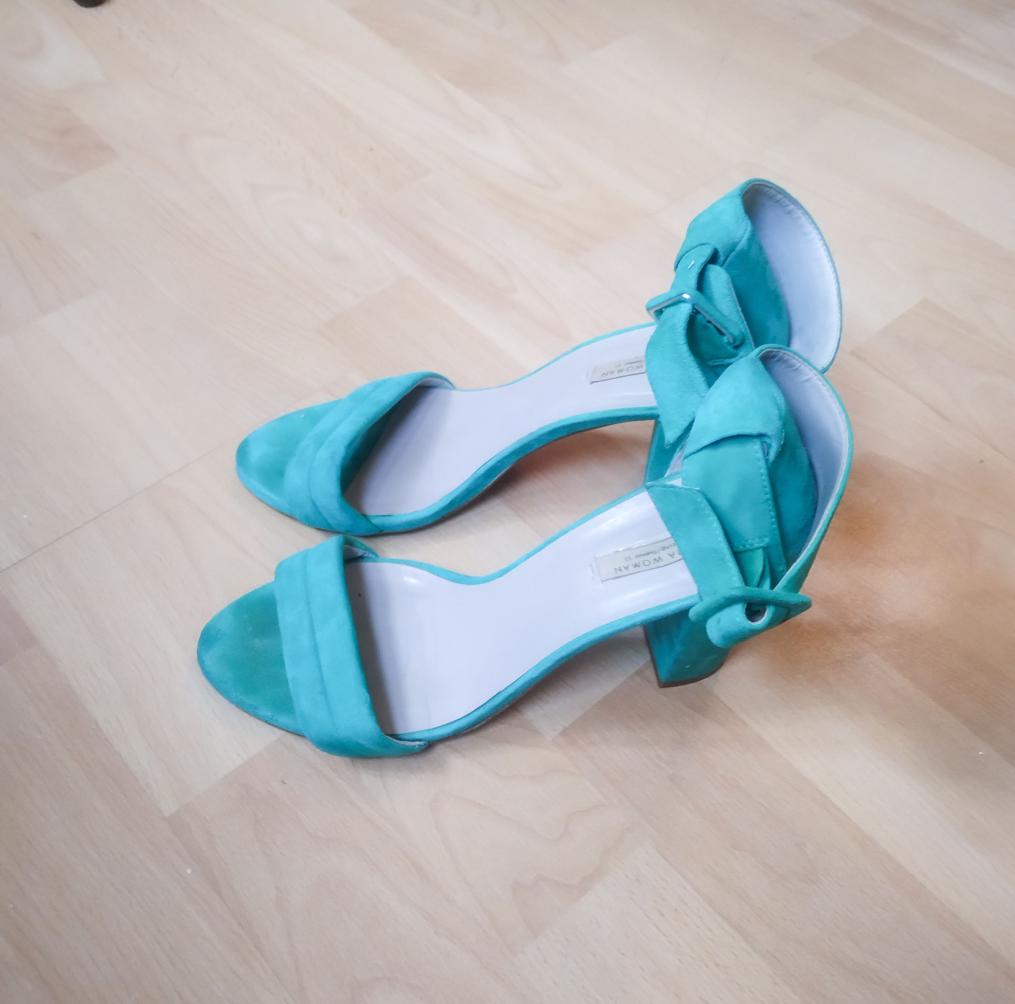 Zara ZARA Woman Neon Turquoise Block Heel Sandals - Size 7.5 US Size US 7.5 / IT 37.5 - 3 Thumbnail