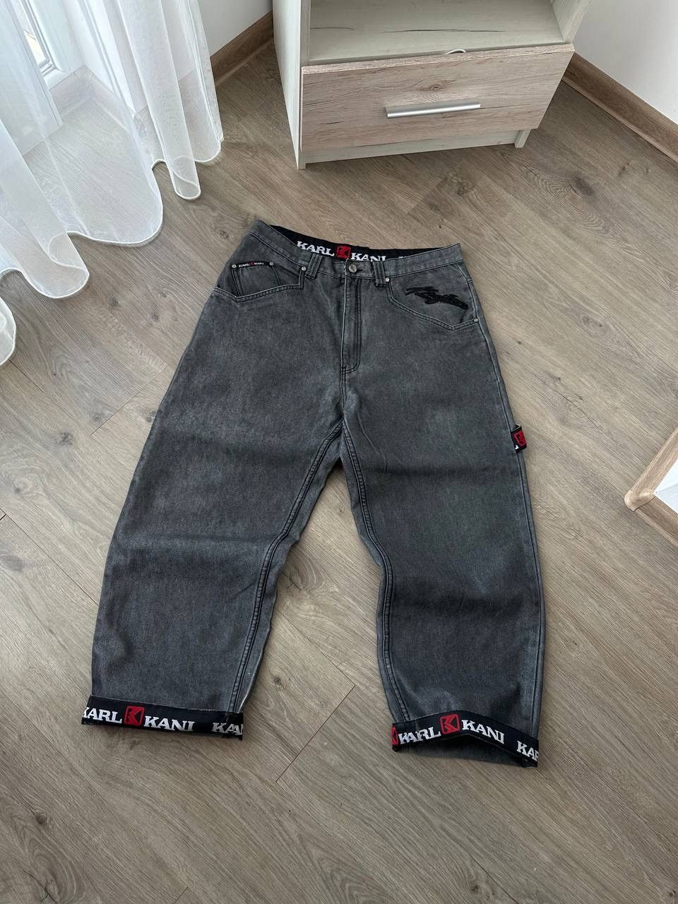 Karl Kani × Vintage Vintage Karl Kani Gray Baggy Distressed Faded Pants Size US 36 / EU 52 - 16 Thumbnail