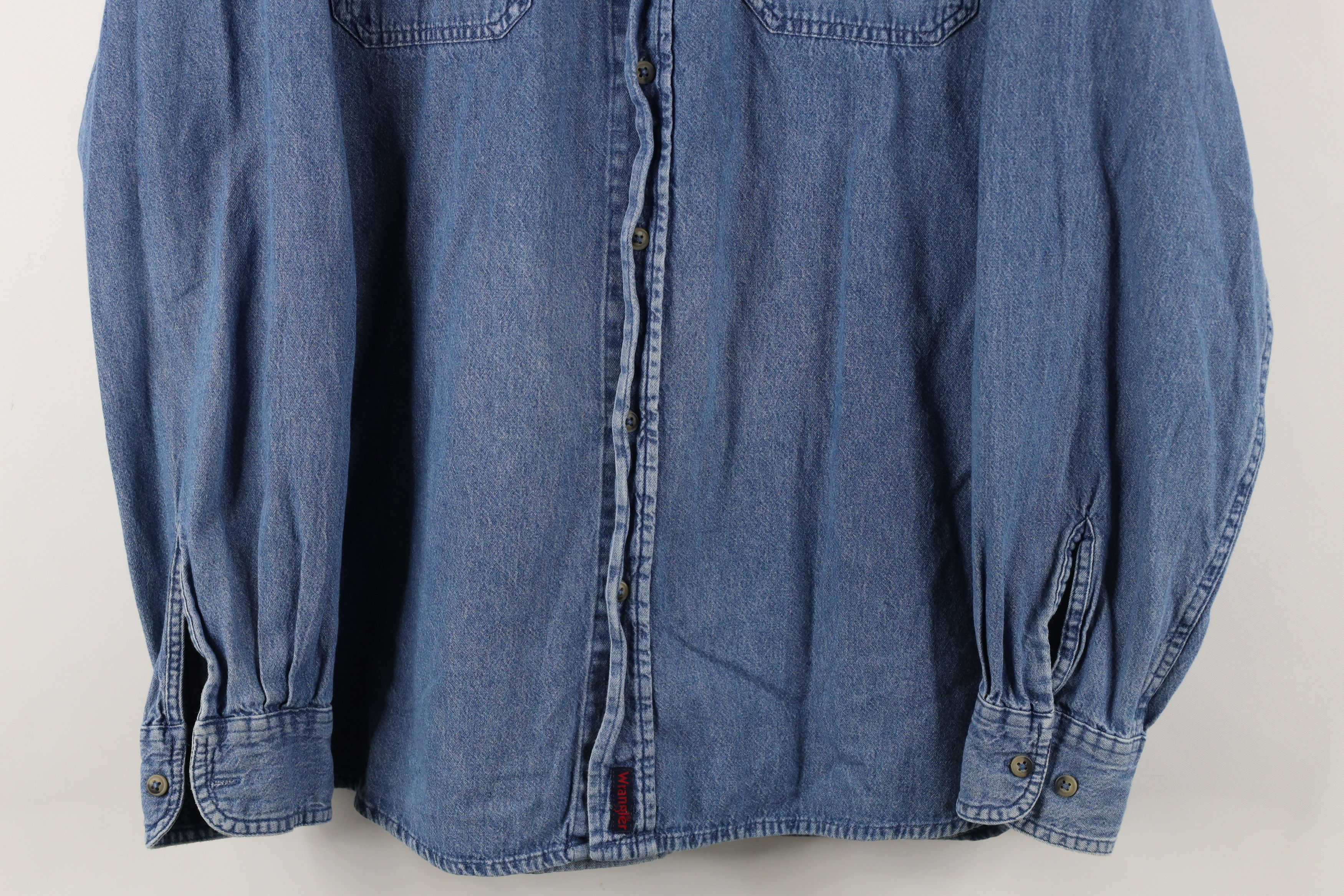 Vintage × Wrangler Vintage Wrangler Collared Denim Jean Button Shirt Blue Size US L / EU 52-54 / 3 - 3 Thumbnail