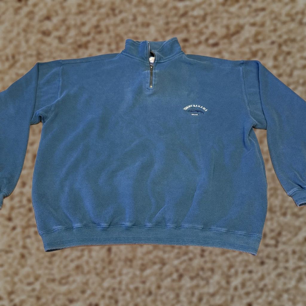 Tommy Bahama Tommy Bahama Sweater Mens L Blue Mock Neck Quarter Zip Knit Pullover with Logo Embroidery Size US L / EU 52-54 / 3 - 1 Thumbnail