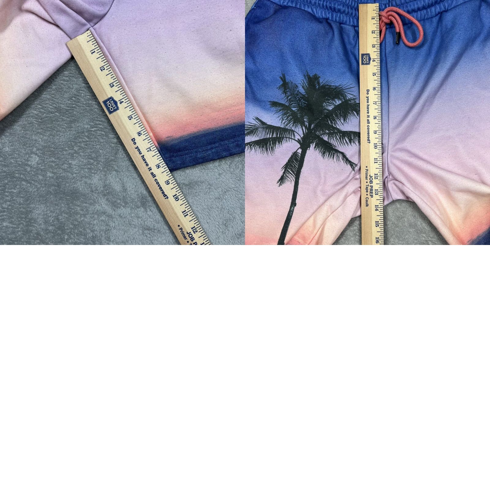 WeSC WeSC Men's Sweat Shorts XL Palm Print Sunset Blue Orange Pink Gradient Poly Athletic Shorts Pockets Drawstring Size US 36 / EU 52 - 10 Thumbnail
