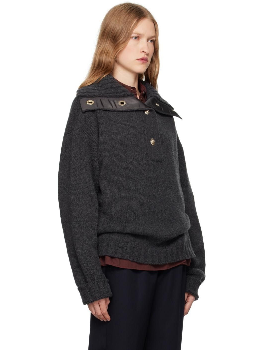 Wales Bonner o1mle0825 Unisex Ballad Knit Jumper in Dark Grey Size US XS / EU 42 / 0 - 4 Thumbnail