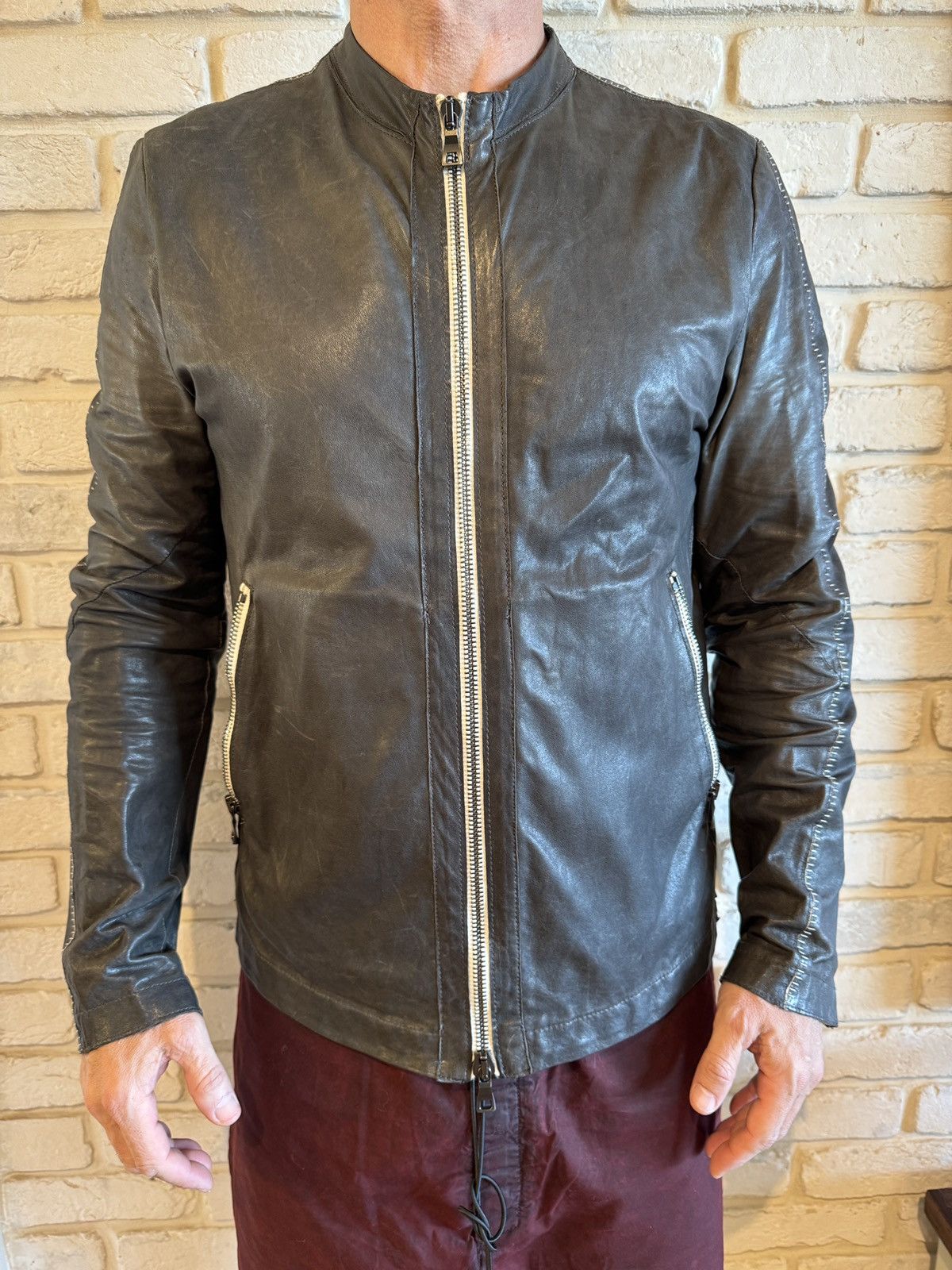 Transit Black leather jacket. White stitches. Size US M / EU 48-50 / 2 - 1 Thumbnail