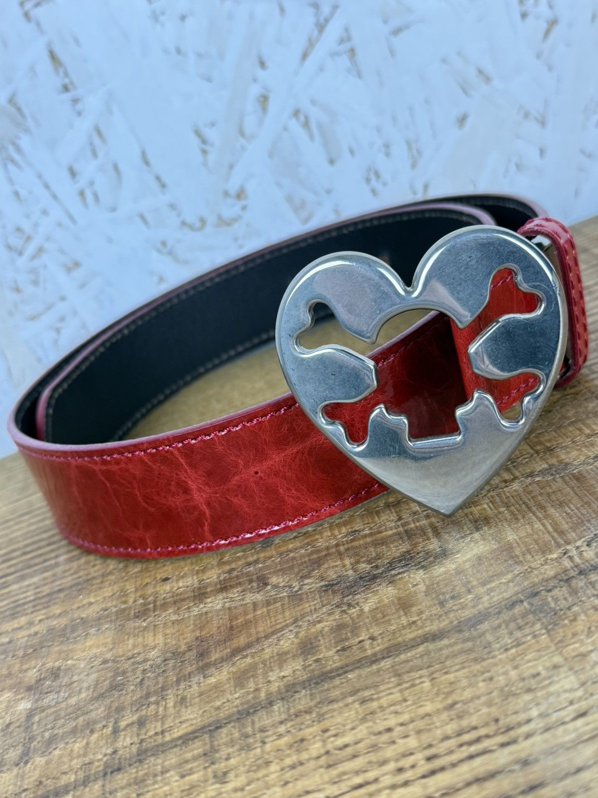 Vivienne Westwood Man Heart Skull Buckle Leather Belt